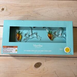 Martha Stewart NWT NIB 10ft Orange Carrot & Clear Bunny String Lights Easter